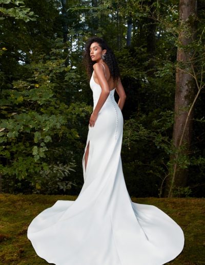 Crepe sheath gown with train